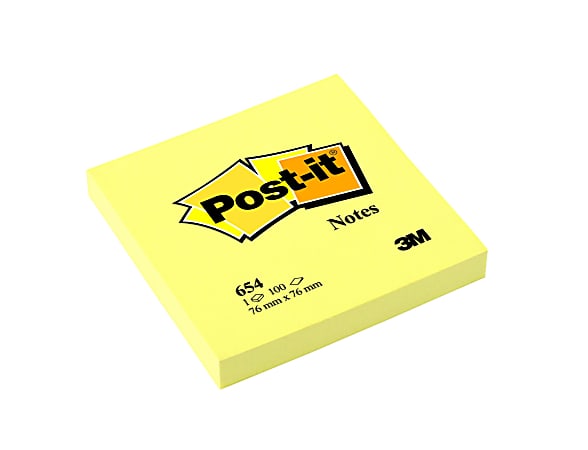 Post it® Notes, 3" x 3", Canary Yellow, Pack Of 1 Pad