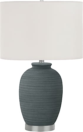 Monarch Specialties Byron Table Lamp, 24"H, Blue Base/Ivory Shade