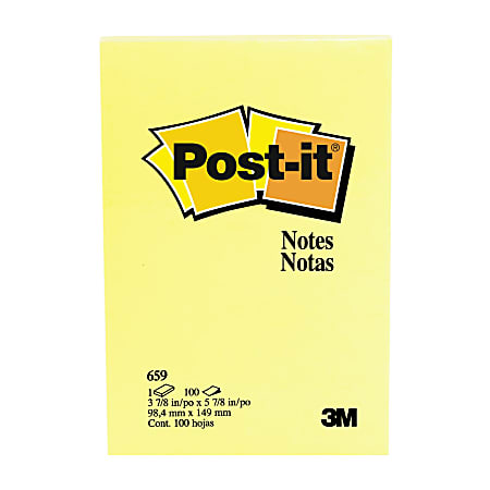 Post-it Notes, 4 in x 6 in, 12 Pads, 100 Sheets/Pad, Canary Yellow