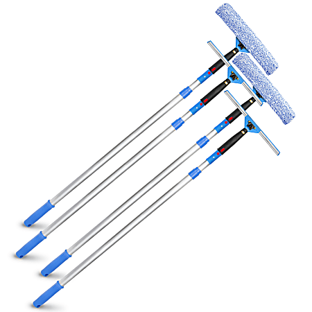 Gritt Commercial Pro Window Washing Kit With Squeegee, Washer And Telescopic Pole, 14" Squeegee And Washer/6' Pole, Multicolor, Pack Of 2 Kits