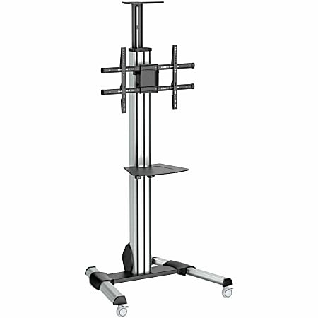 StarTech.com TV Cart - For 32" to 75" Displays - AV Cart - Height Adjustable - Lockable Wheels - Flat Screen TV Cart - Media Cart on Wheels - 1 Shelf - 88.40 lb Capacity - 4 Casters - Steel, Aluminum, Plastic - 27.6" Length x 32.6" Width x 84.3" Height