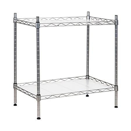 Mind Reader Alloy Collection Chrome Plate 2 Tier Industrial Microwave Stand with Utility Shelf 22 3 4