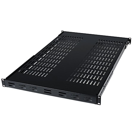 StarTech.com 1U Adjustable Mounting D Vented Rack Mount Shelf - 175lbs/80kg - 1U Server Rack Shelf/Adjustable Rack Mount - ADJSHELF