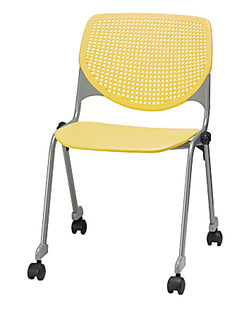 KFI Studios KOOL Stacking Chair With Casters, Yellow/Silver