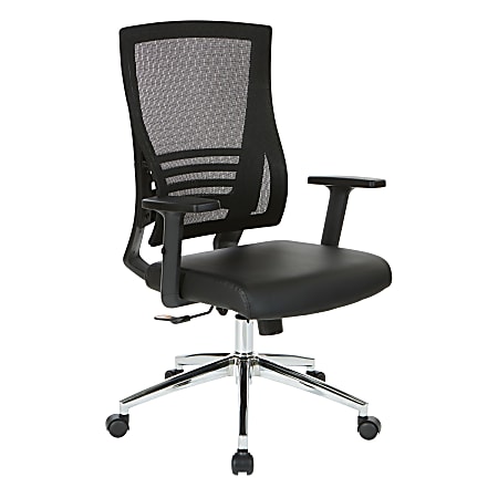 Office Star™ WorkSmart Screen-Back Leather Manager Chair, Black