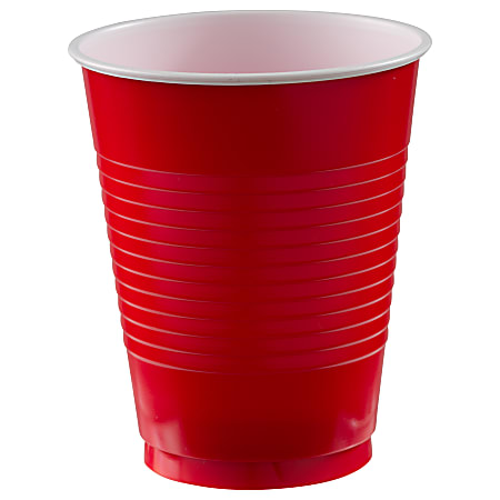 Amscan Plastic Cups, 18 Oz, Apple Red, Set