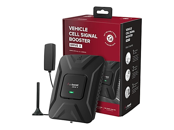 weBoost Drive X Vehicular Multi-User Cellular Signal Booster Kit, 6.25"H x 4"W x 8"D, Black, 475021