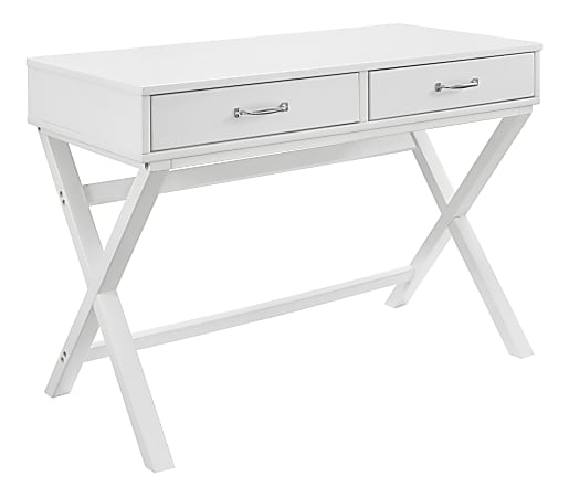 Linon Frances 42"W Home Office Desk with Drawers, White
