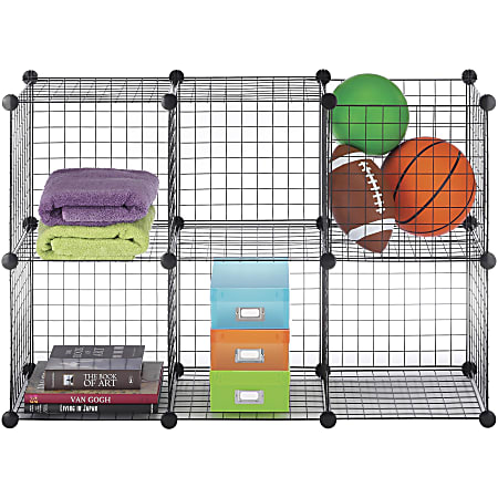 Whitmor Storage Cubes - 6 Compartment(s) - Floor - Durable, Interlockable - Black - Steel, Plastic - 1