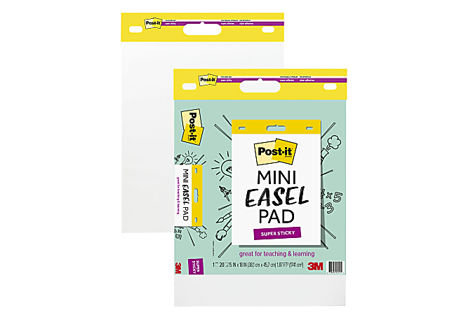 Post-it® Super Sticky Mini Easel Pads, 15" x 18", 2 Pads, 20 Sheets/Pad, School Supplies for Classrooms, White