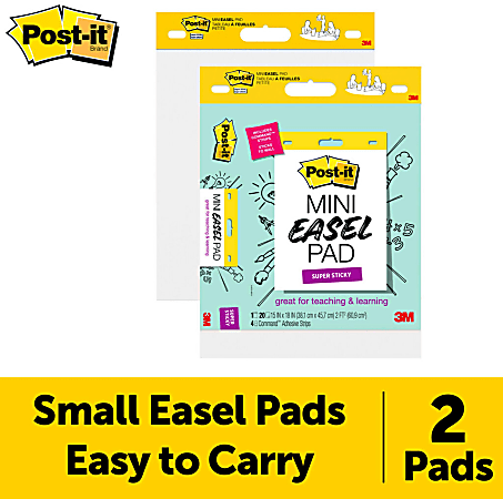 Post-it Super Sticky Mini Easel Pad, 15 x 18 Inches, 20 Sheets/Pad, 6 Pads,  White Premium Self Stick Flip Chart Paper, Great for Virtual Teachers and