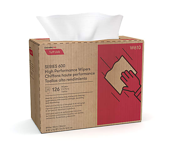 Cascades Tuff Job High-Performance Wipers, 16-3/4" x 9-3/4", 126 Wipers Per Box, Pack Of 10 Boxes