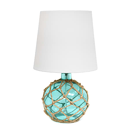 Lalia Home Maritime Glass And Rope Table Lamp, 14-3/4"H, White/Aqua