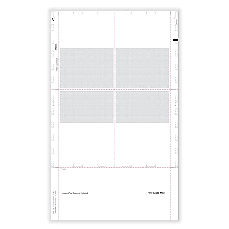 ComplyRight™ W-2 Tax Forms, Pressure Seal, Blank with Backer Instructions, 4-Up (Box Format), Copies B, C, EZ-Fold Simplex, Laser, 14", Pack Of 500 Forms