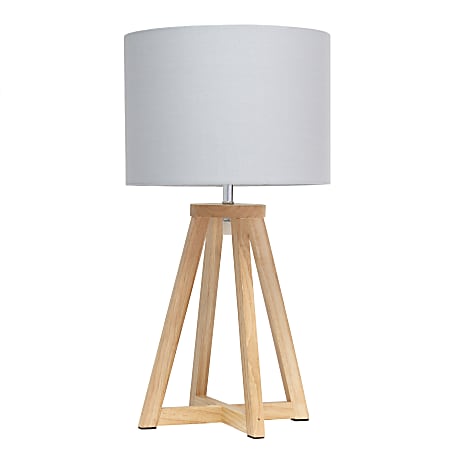 Simple Designs Interlocked Triangular Table Lamp, 19-1/8"H, Gray Shade/Natural Base