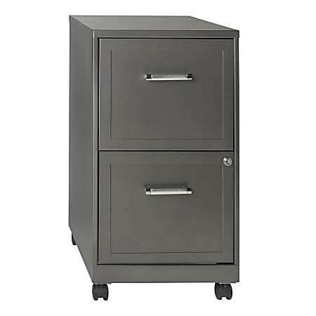Realspace® 18"D Vertical 2-Drawer File Cabinet With Caster Kit, Metal, Metallic Charcoal