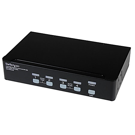 StarTech.com 4 Port High Resolution USB DVI Dual Link KVM Switch with Audio and USB 2.0 Hub (SV431DVIUAHR) - KVM / audio / USB switch - 4 x KVM / audio / USB - 1 local user