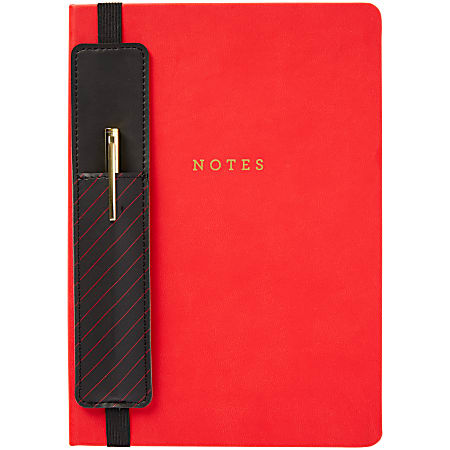 Markings by C.R. Gibson® Leatherette Journal With Pen, 5-1/2" x 8-1/2", College Ruled, 192 Pages, Red