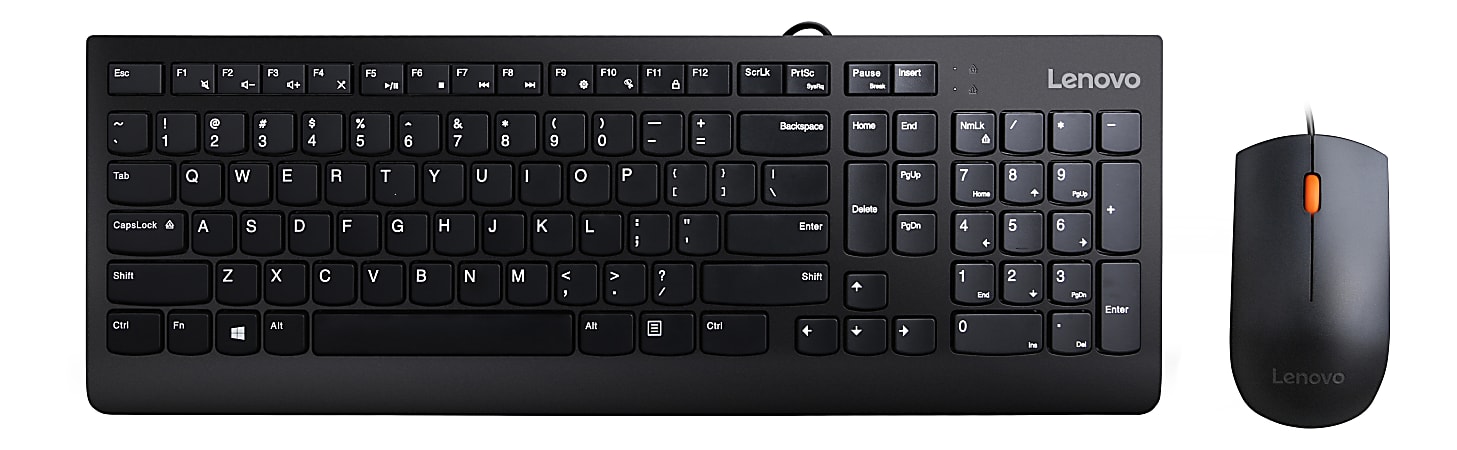 Lenovo® 300 USB Keyboard And Optical Mouse, Black,