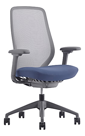 WorkPro® 6000 Series Multifunction Ergonomic Mesh/Fabric High-Back Executive Chair, Gray Frame/Blue Seat, BIFMA Compliant