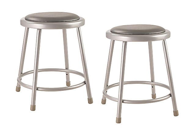 National Public Seating 6400 Series Vinyl-Padded Science Stools, 18"H, Gray, Pack Of 2 Stools