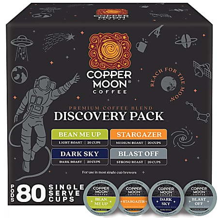 Copper Moon Single-Serve Coffee Pods for Keurig K-Cup Brewers, 4 Variety Discovery Pack, 20 Pods Each Blend, 80 Count