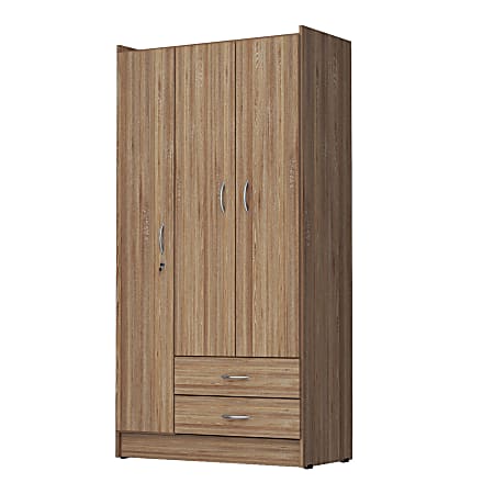 Inval® 37"W Armoire/Wardrobe, Amaretto Oak/White