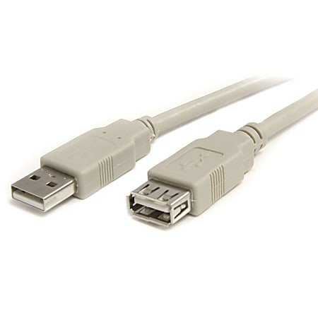 StarTech.com 10ft USB 2.0 Extension Cable A to A - M/F - USB - 10 ft - 1 x Type A Male - 1 x Type A Female - Gray