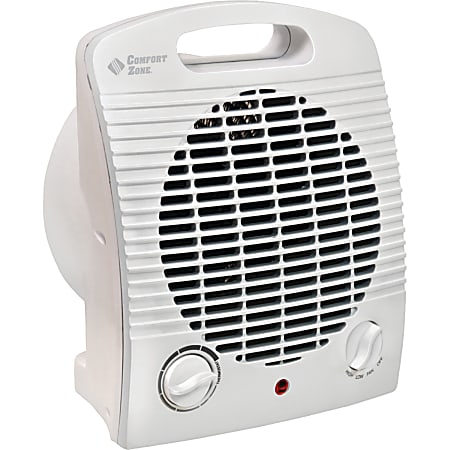 Comfort Zone Heater/Fan, 750/1500 Watts, 7 1/4"H x 4 7/8"W x 8 5/8"D, White