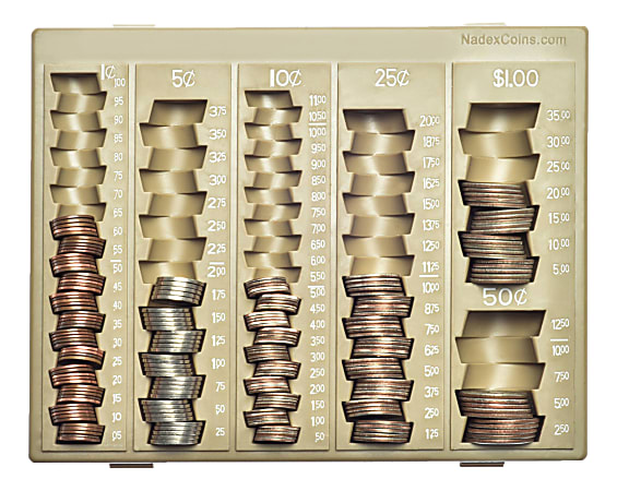 Half-Dollar Rolled Coin Plastic Storage Tray 1 Tray Beige 