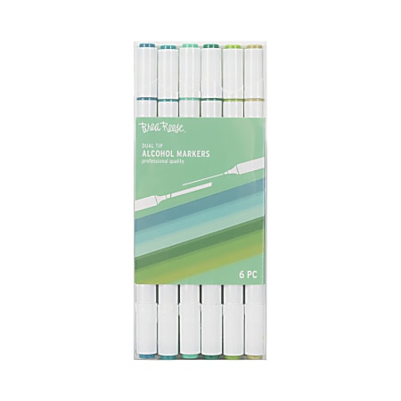 Brea Reese Dual-Tip Alcohol Markers, Greens, Pack Of 6 Markers