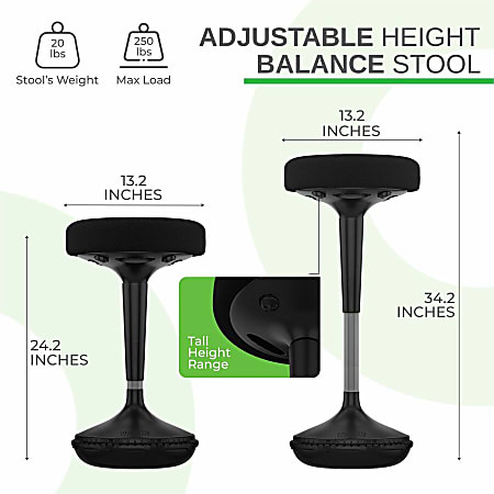 Height adjustable discount wobble stool