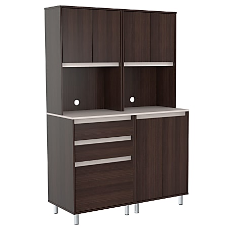 Inval 2-Piece Snack Room Storage System, 70-7/8"H x 47-1/4"W x 20-7/16"D, Espresso/Ambar Gray