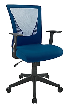 Realspace&reg; Radley Mesh/Fabric Mid-Back Task Office Chair, Rich Blue, BIFMA Compliant