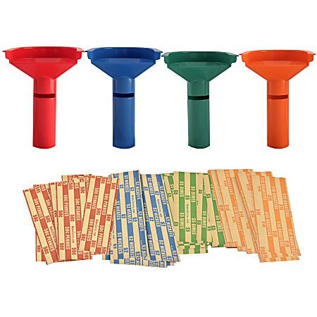 Nadex Easy Wrap Coin Tubes, Assorted Colors, Pack Of 4 Tubes