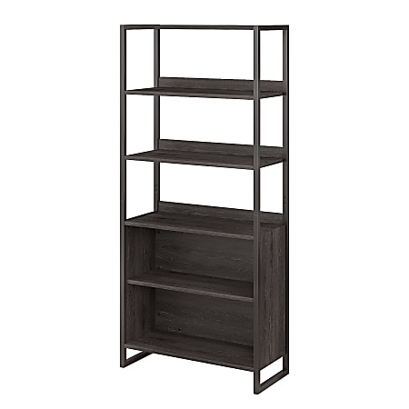 kathy ireland® Office by Bush Business Furniture Atria 5 Shelf Bookcase, Charcoal Gray, Premium Installation