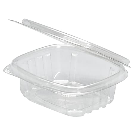 Genpak® Hinged Deli Containers, 0.125 Qt, 1 1/4" x 4 1/4" x 3 5/8", Clear, 100 Containers Per Bag, Carton Of 4 Bags