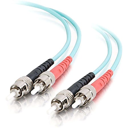 C2G 20m ST-ST 10Gb 50/125 OM3 Duplex Multimode PVC Fiber Optic Cable, Aqua