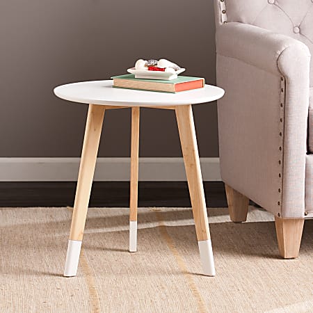 SEI Furniture Neelan Accent Table, Round, White/Natural