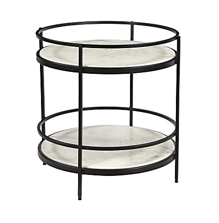 Coast to Coast Olive Round Accent Table, 24"H x 24"W x 24"D, Maddie White/Black