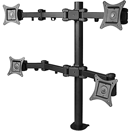 Articulating Quad Monitor Desk Mount  13" to 27"  VESA 75x75mm and 100x100mm Patterns  22lb Load Capacity