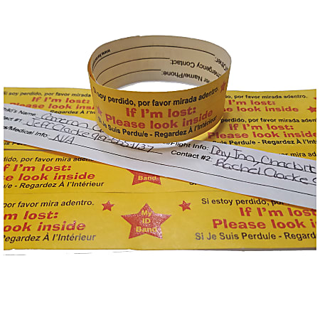 Kenson Parenting Solutions Travel Safety ID Bands, Gold, Pack Of 25 Bands