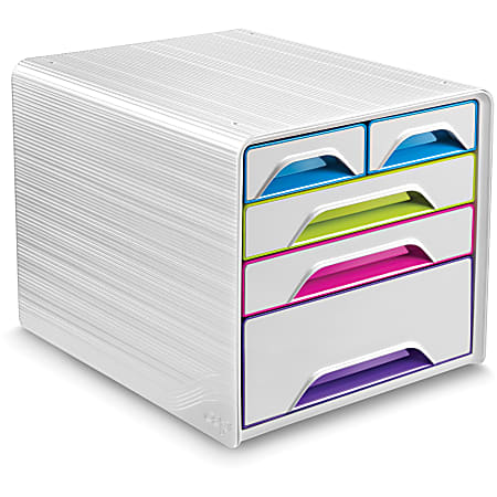 CEP Gloss Desktop Drawer Storage Unit - 5 Drawer(s) - 10.6" Height x 11.4" Width14.3" Length - Desktop - Multi - 1Each