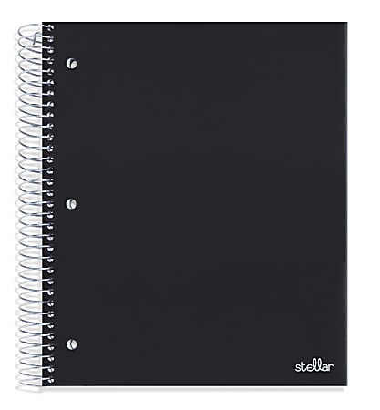 Office Depot® Brand Stellar Poly Notebook, 8-1/2" x 11", 3 Subject, Wide Ruled, 100 Sheets, Black