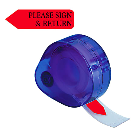 Redi-Tag® Preprinted Signature Flags In Dispenser, PLEASE SIGN & RETURN, Red