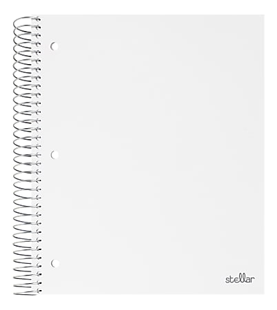 Office Depot® Brand Stellar Poly Notebook, 8" x 10-1/2", 3 Subject, Wide Ruled, 150 Sheets, White