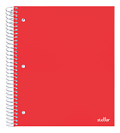 Office Depot® Brand Stellar Poly Notebook, 8-1/2" x 10-1/2", 3 Subject, Wide Ruled, 150 Sheets, Red