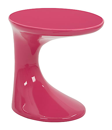 Ave Six Slick End Table, Round, High-Gloss Pink/Pink