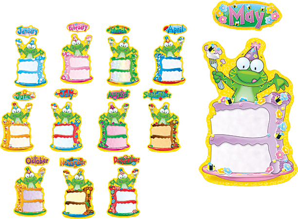 Carson Dellosa Frog Birthday Non-Magnetic Unframed Bulletin Board Set