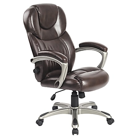 Comfort Products Granton Leather Executive-Style Chair With Adjustable Lumbar Support, Champagne/Brown